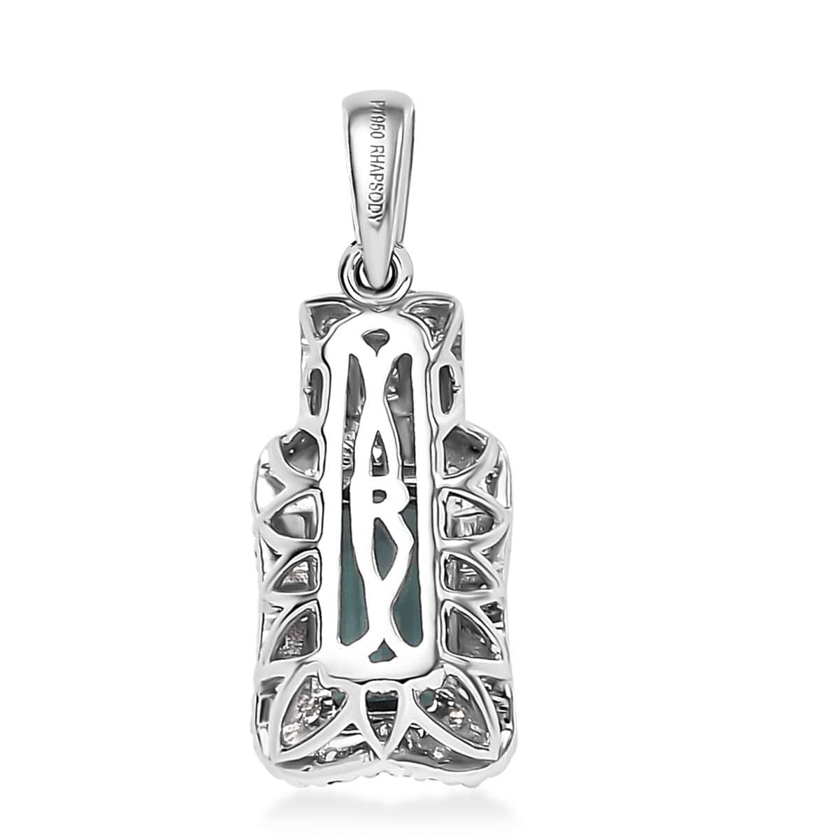 Certified & Appraised Rhapsody AAAA Pirineu Lagoon Tourmaline and E-F VS2 Diamond 1.70 ctw Pendant in 950 Platinum image number 4