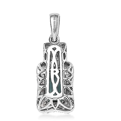 Certified & Appraised Rhapsody AAAA Pirineu Lagoon Tourmaline and E-F VS2 Diamond 1.70 ctw Pendant without Chain in 950 Platinum