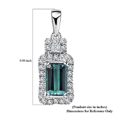 Certified & Appraised Rhapsody AAAA Pirineu Lagoon Tourmaline and E-F VS2 Diamond 1.70 ctw Pendant without Chain in 950 Platinum
