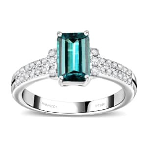 Rhapsody AAAA Pirineu Lagoon Tourmaline and E-F VS2 Diamond 2.00 ctw Ring in 950 Platinum (Size 10.0) 6.00 Grams