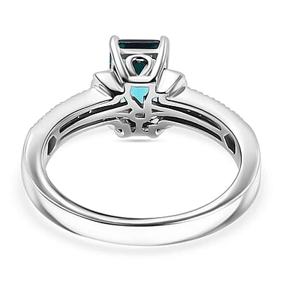 Rhapsody AAAA Pirineu Lagoon Tourmaline and E-F VS2 Diamond 2.00 ctw Ring in 950 Platinum (Size 10.0) 6.00 Grams