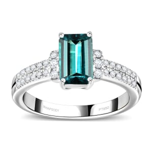 Rhapsody AAAA Pirineu Lagoon Tourmaline and E-F VS2 Diamond 2.00 ctw Ring in 950 Platinum (Size 9.0) 6.00 Grams