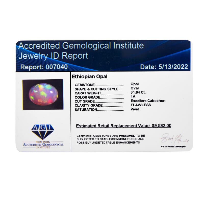 Certified and Appraised AAAA Ethiopian Welo Opal (Ovl Free Size) 31.94 ctw