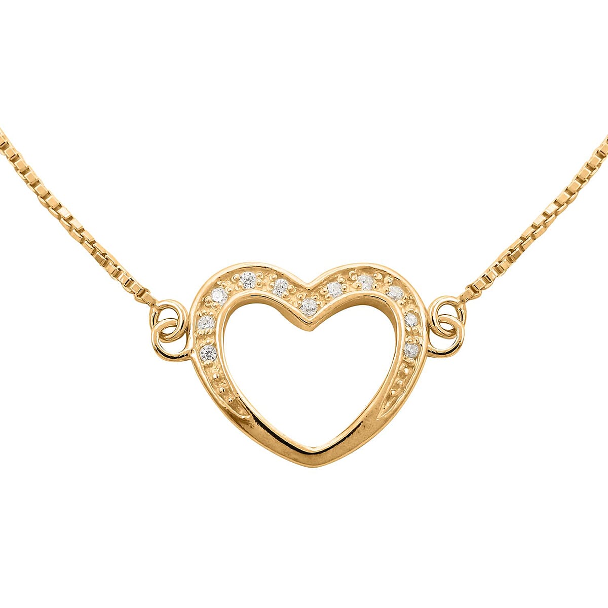 Simulated Diamond Heart Bracelet in 14K Yellow Gold Over Sterling Silver (7.0-8.0In) image number 2