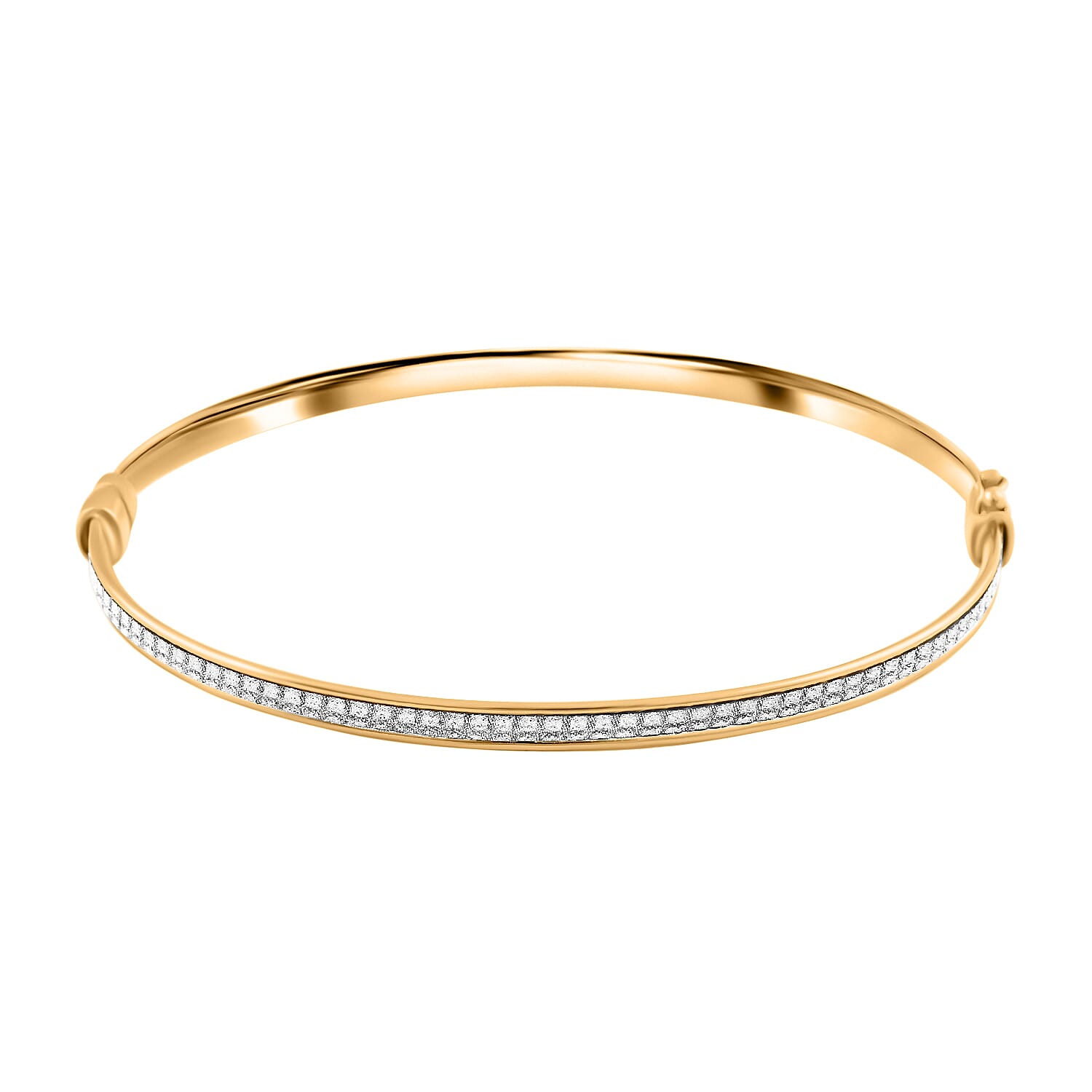 14K Yellow Gold Over Sterling Silver Bangle Bracelet (7.00 In) 4.70 Grams