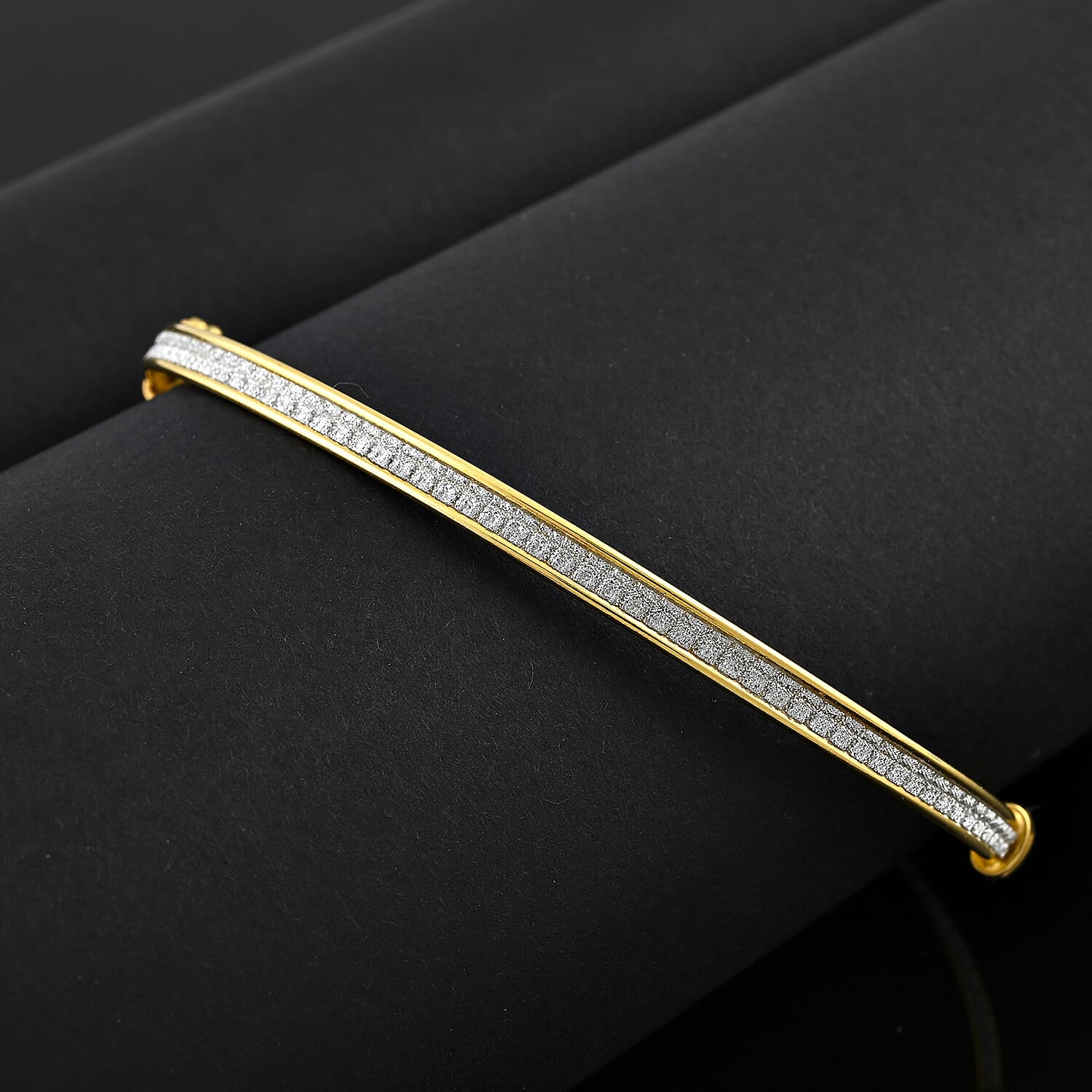 14K Yellow Gold Over Sterling Silver Bangle Bracelet (7.00 In) 4.70 Grams