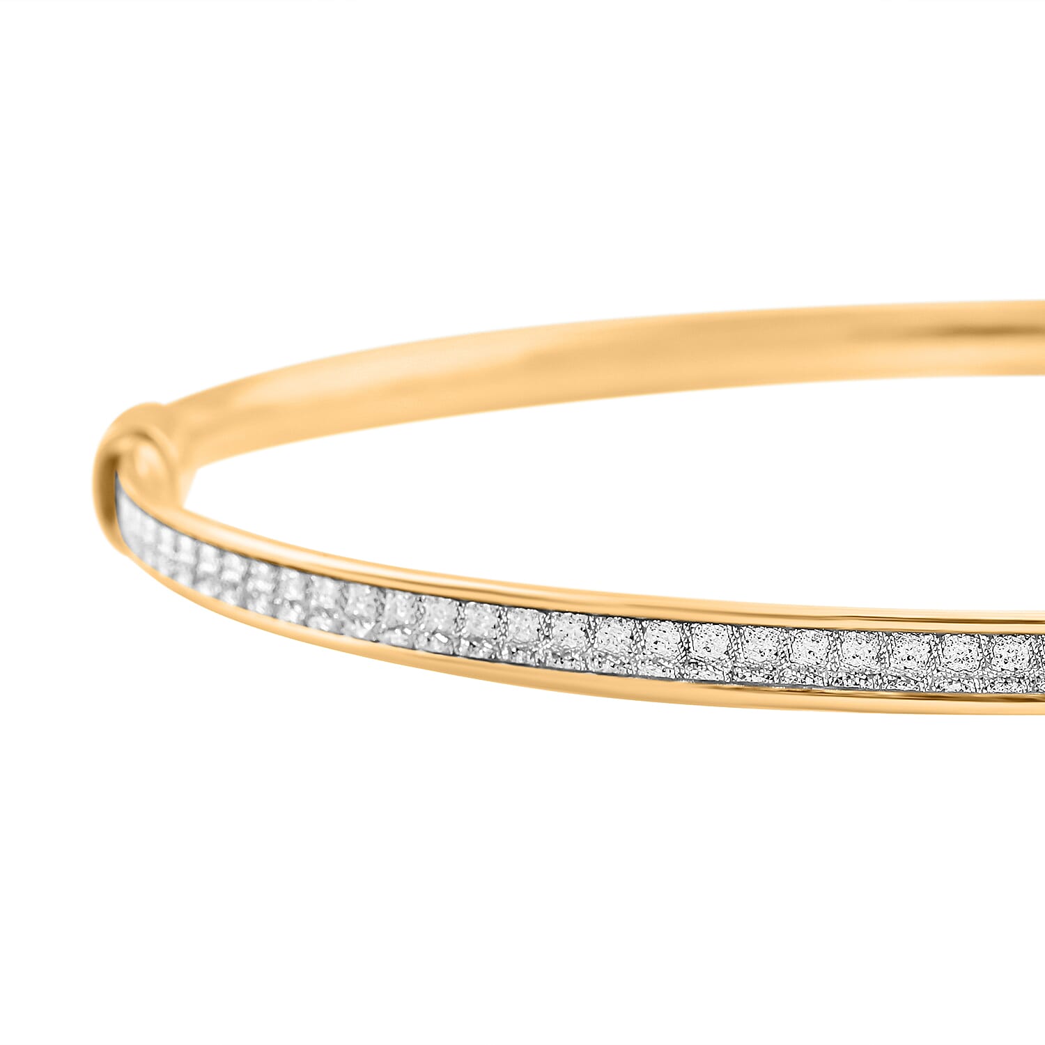 14K Yellow Gold Over Sterling Silver Bangle Bracelet (7.00 In) 4.70 Grams