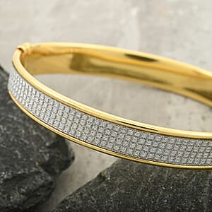 14K Yellow Gold Over Sterling Silver Horizon Bangle Bracelet (7.00 In) 19.5 Grams