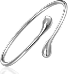 Teardrop Cuff Bracelet in Silvertone (7.00 In)