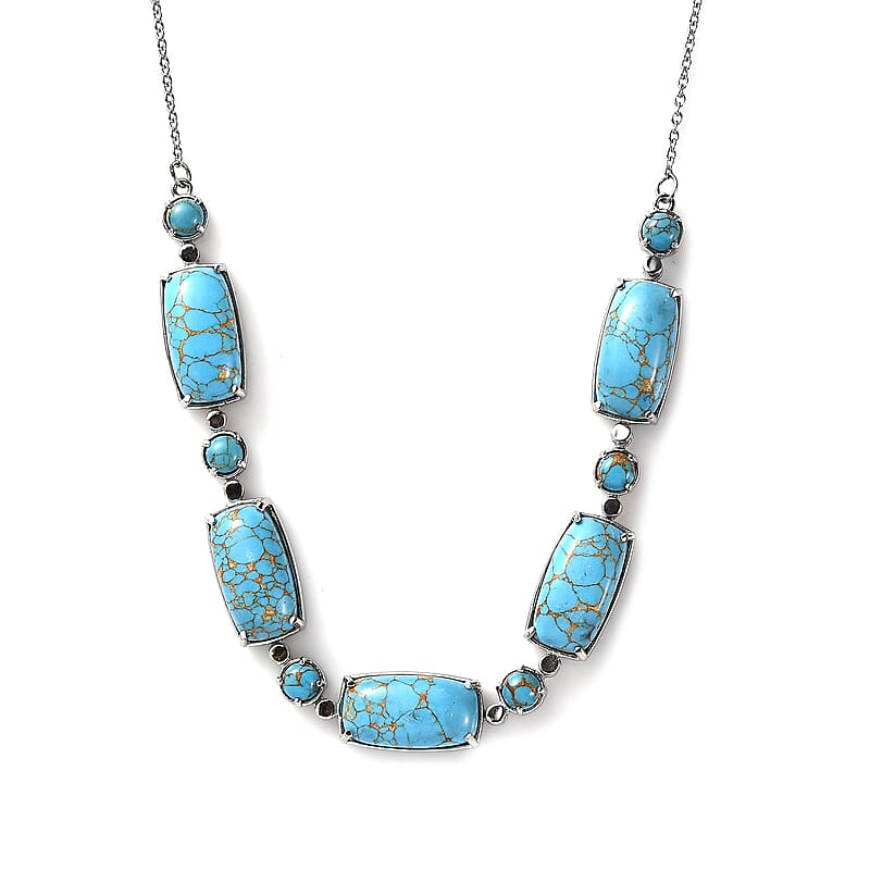 Mojave Blue Turquoise 42.70 ctw Fancy Necklace in Stainless Steel 18 Inches