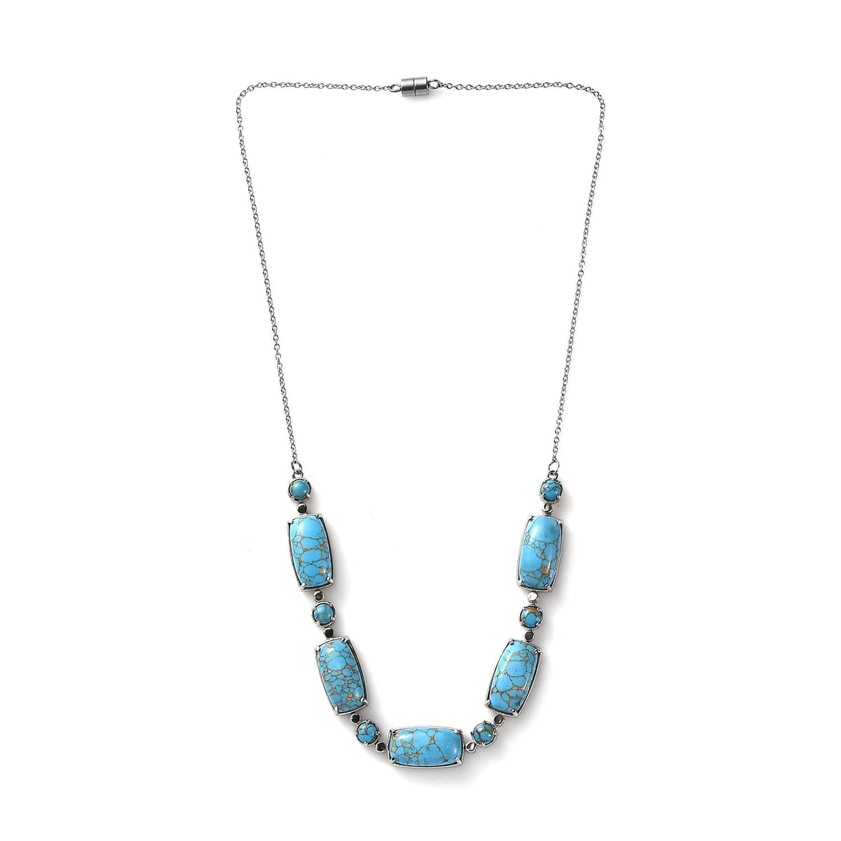 Mojave Blue Turquoise 42.70 ctw Fancy Necklace in Stainless Steel 18 Inches image number 3