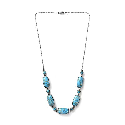 Mojave Blue Turquoise 42.70 ctw Fancy Necklace in Stainless Steel 18 Inches