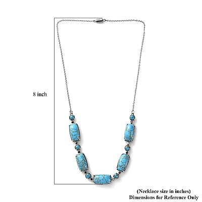 Mojave Blue Turquoise 42.70 ctw Fancy Necklace in Stainless Steel 18 Inches