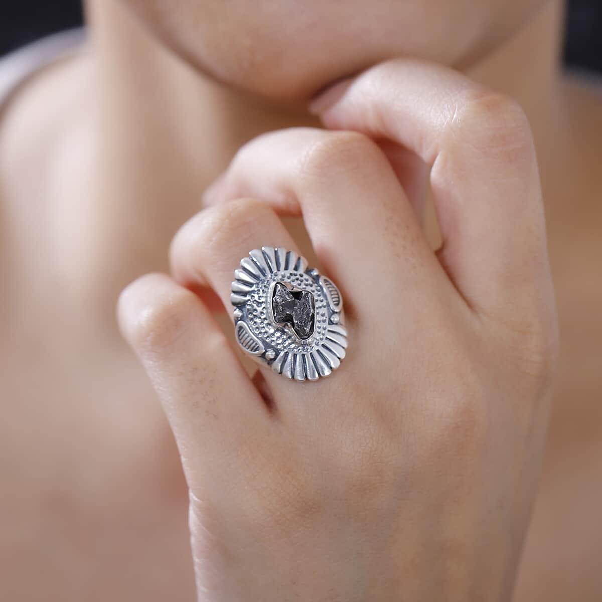 Marvelous Meteorite Ring in Sterling Silver image number 2