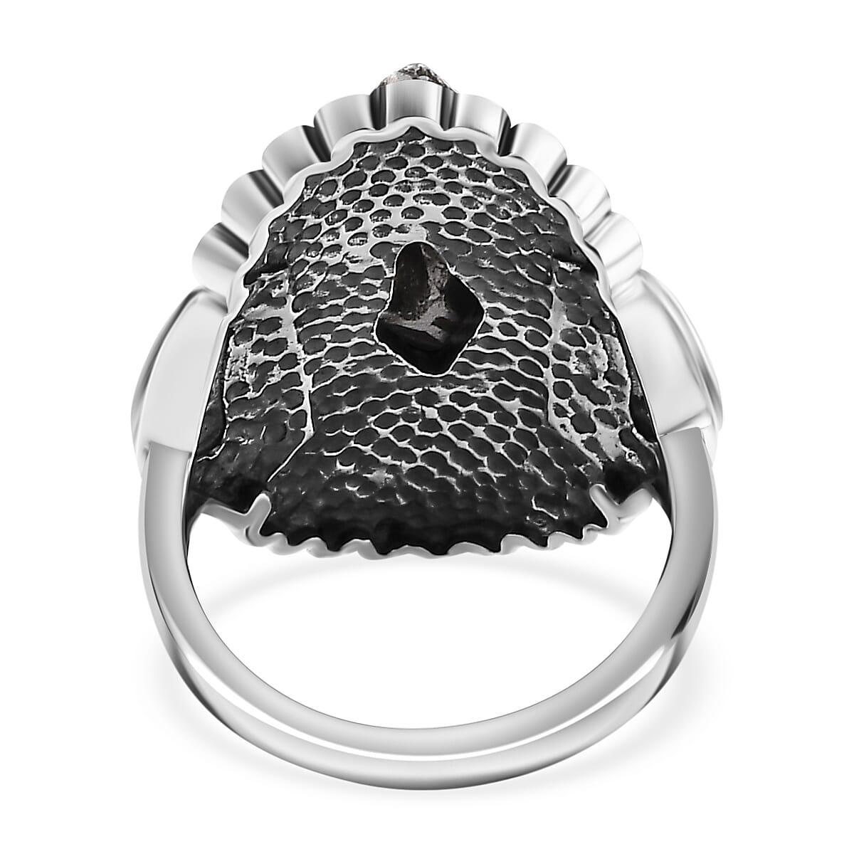 Artisan Crafted Rough Cut Marvelous Meteorite Cosmic Impact Ring in Sterling Silver (Size 9.0) image number 4