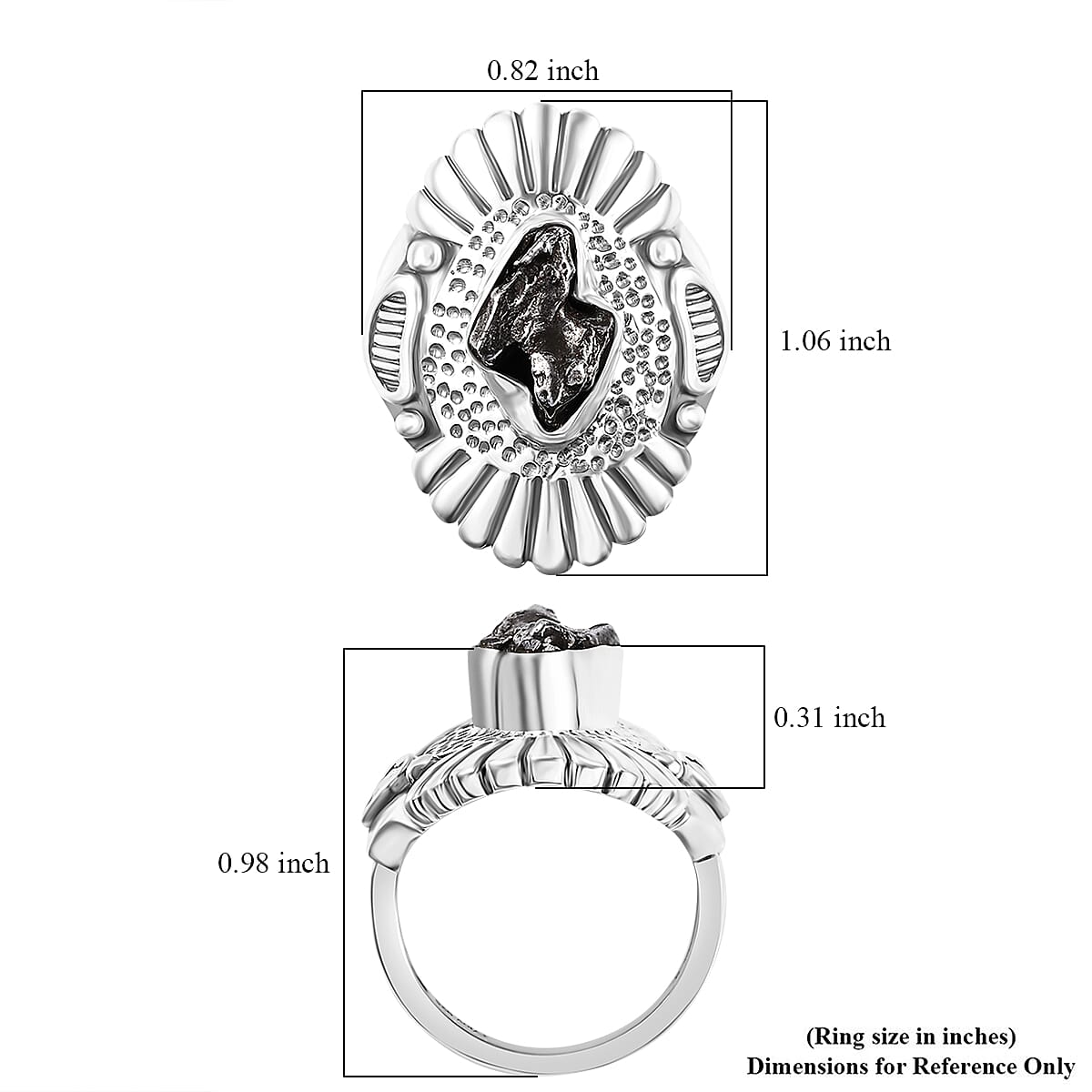 Artisan Crafted Rough Cut Marvelous Meteorite Cosmic Impact Ring in Sterling Silver (Size 9.0) image number 5