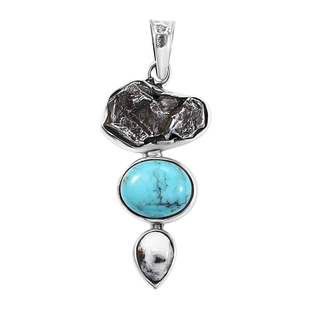 Artisan Crafted Rough Cut Marvelous Meteorites and Multi Gemstone 3.15 ctw Pendant in Sterling Silver image number 0