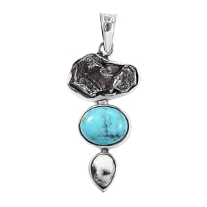 Artisan Crafted Rough Cut Marvelous Meteorites and Multi Gemstone 3.15 ctw Pendant in Sterling Silver