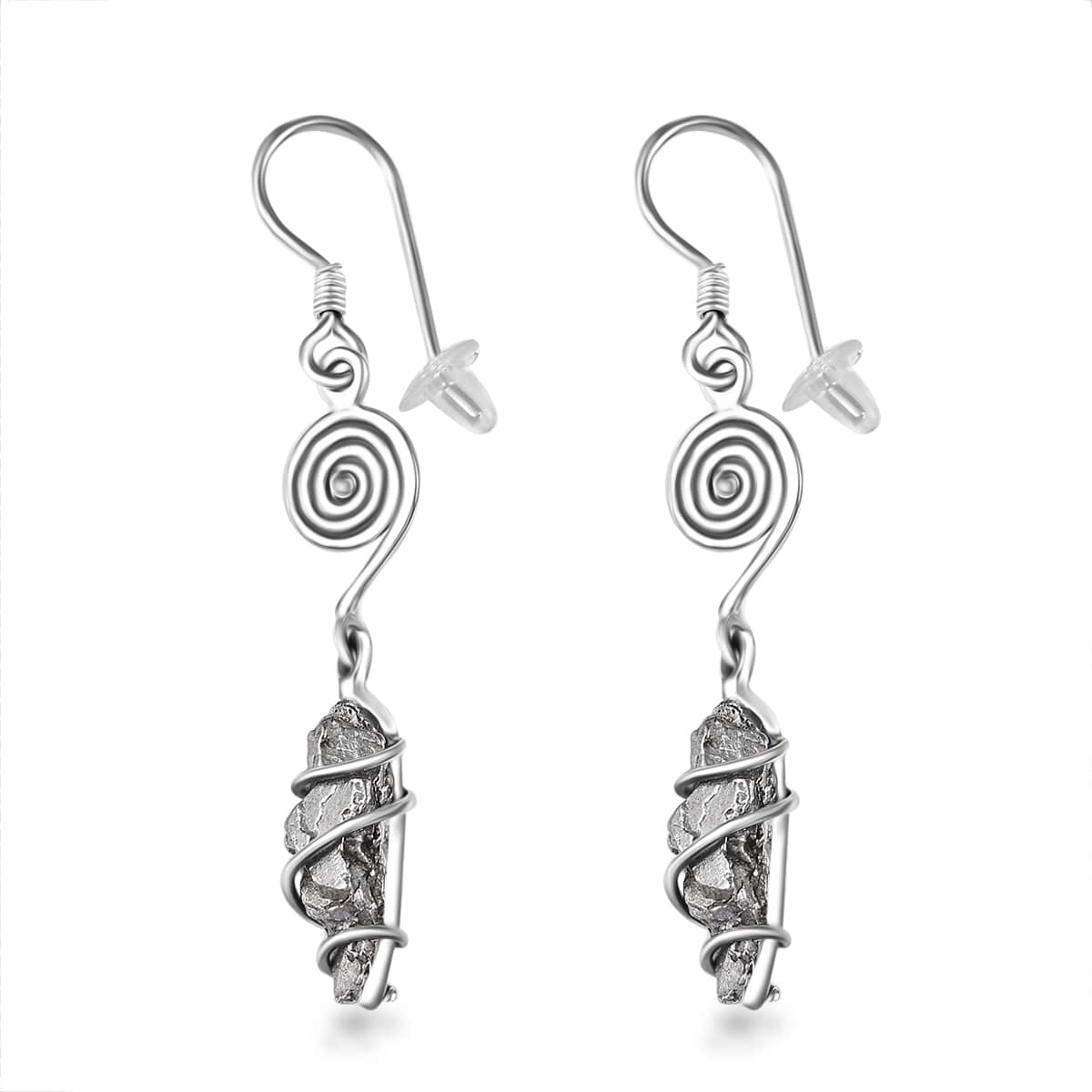 Artisan Crafted Marvelous Meteorite Dangle Earrings in Sterling Silver image number 3