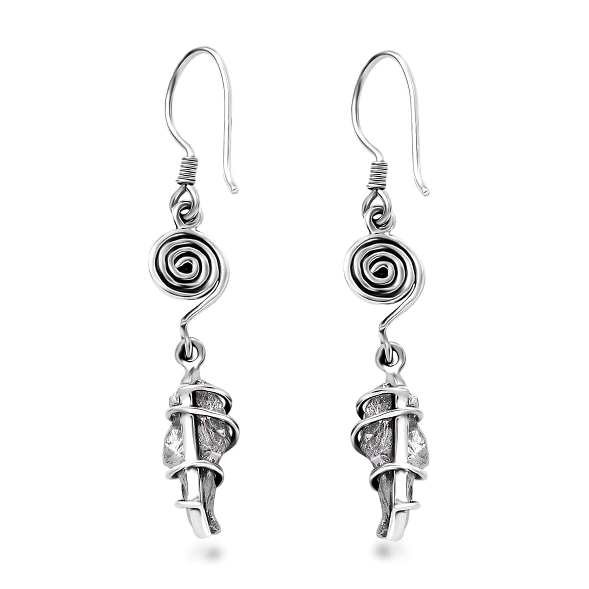 Artisan Crafted Marvelous Meteorite Dangle Earrings in Sterling Silver image number 4