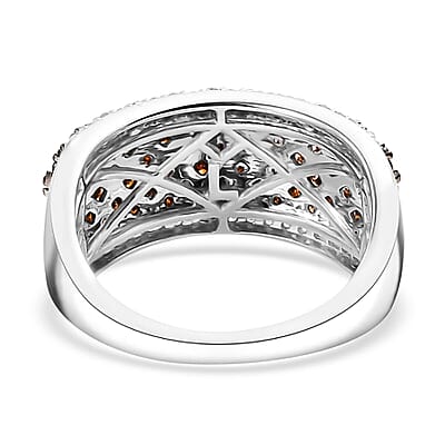 Luxoro 10K White Gold Red Diamond (IR), Diamond (I2) Honeycomb Luxe Ring (Size 12.0) 1.50 ctw