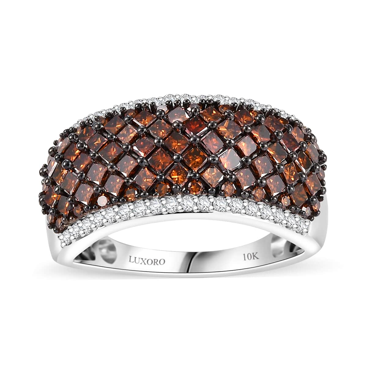 Luxoro Red and Diamond 1.50 ctw Honeycomb Luxe Ring in 10K White Gold (Size 6.0) image number 0