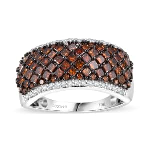 Luxoro Red and Diamond 1.50 ctw Honeycomb Luxe Ring in 10K White Gold (Size 6.0)