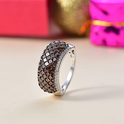 Luxoro Red and Diamond (SI) 1.50 ctw Honeycomb Luxe Ring in 10K White Gold (Size 6.0)