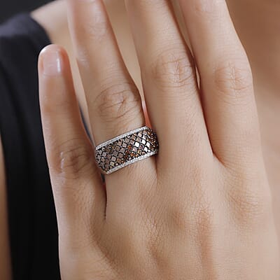 Luxoro Red and Diamond (SI) 1.50 ctw Honeycomb Luxe Ring in 10K White Gold (Size 8.0)