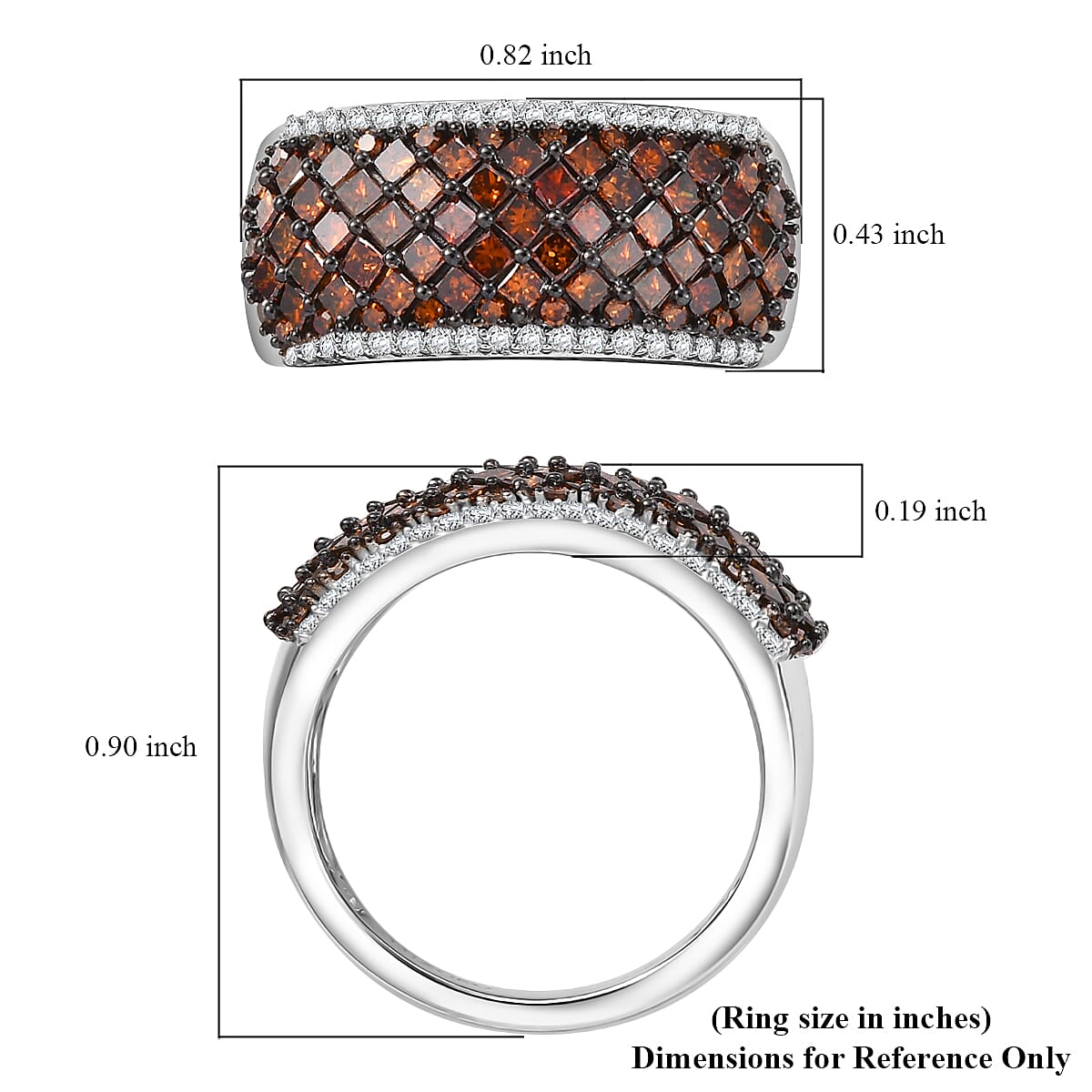 Luxoro Red and Diamond (SI) 1.50 ctw Honeycomb Luxe Ring in 10K White Gold (Size 8.0) image number 5