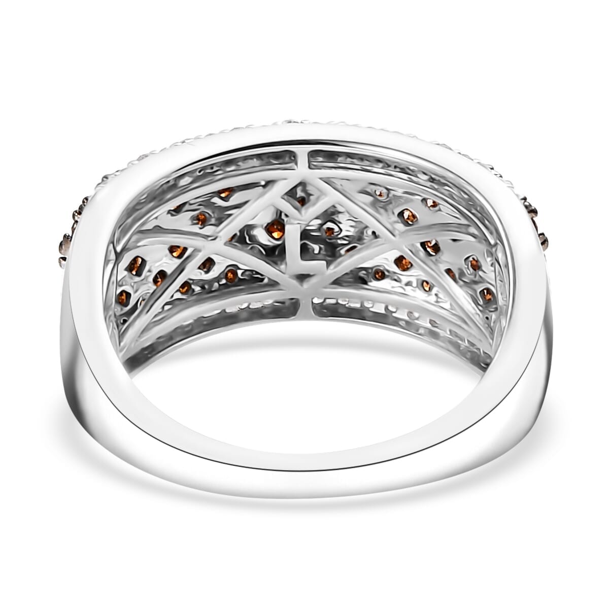 Luxoro 10K White Gold Red Diamond (IR), Diamond (I2) Honeycomb Luxe Ring (Size 8.5) 1.50 ctw image number 4