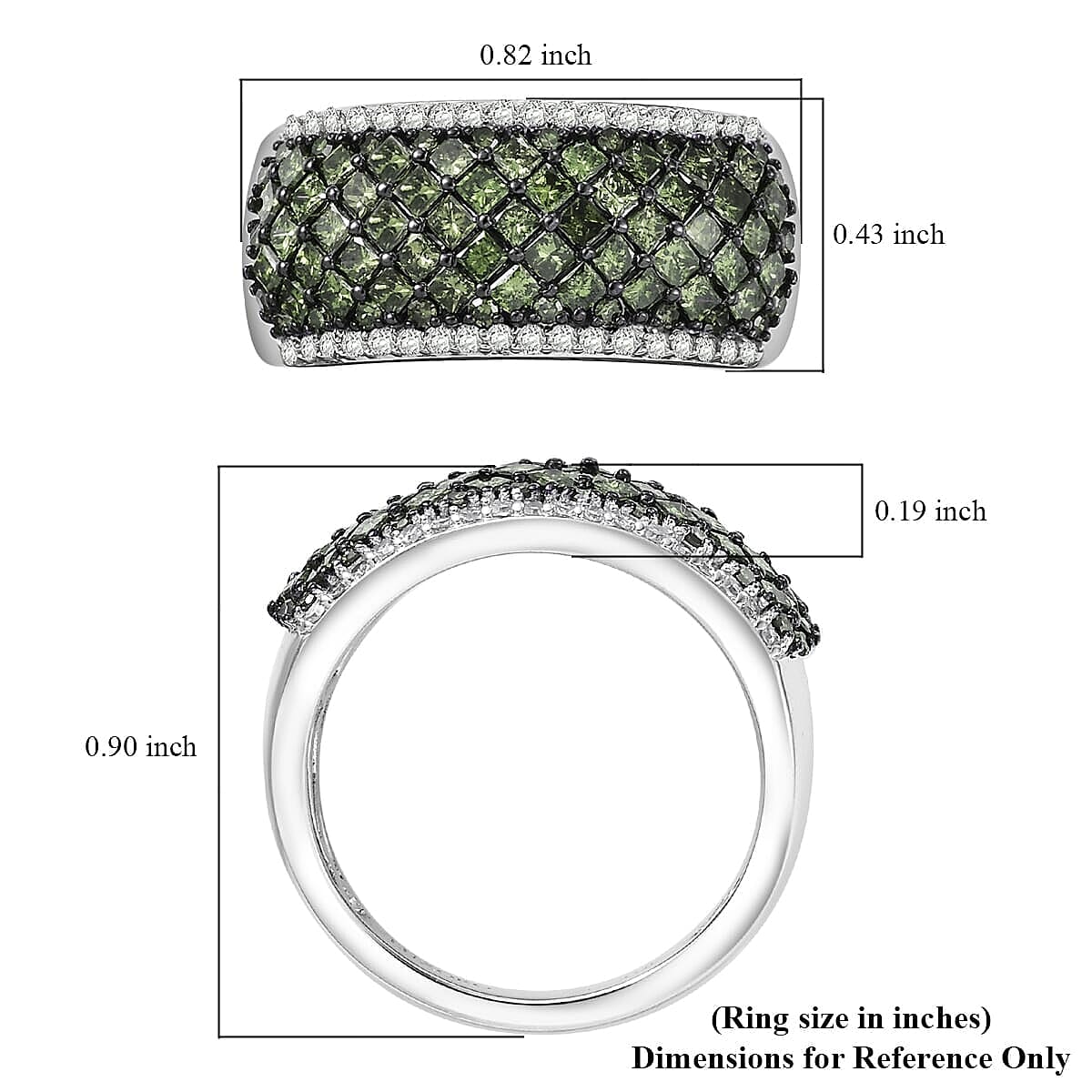 Luxoro 10K White Gold Green Diamond (IR), Diamond (I2) Honeycomb Luxe Ring (Size 6.5) 1.50 ctw