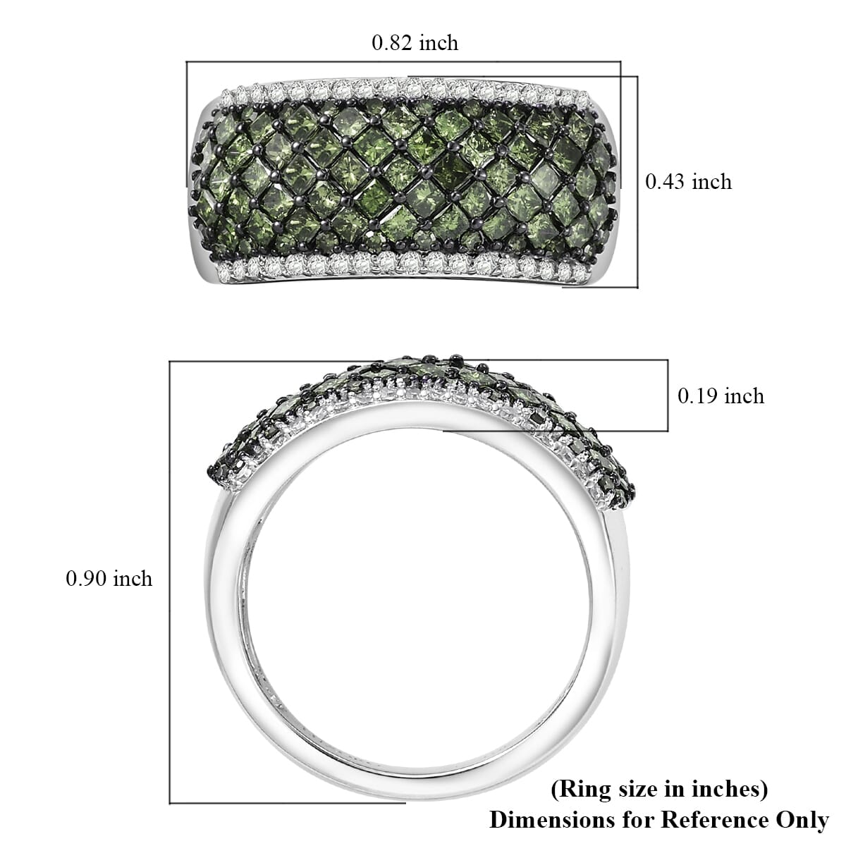 Luxoro Green and Diamond (SI) 1.50 ctw Honeycomb Luxe Ring in 10K White Gold (Size 8.0) image number 5
