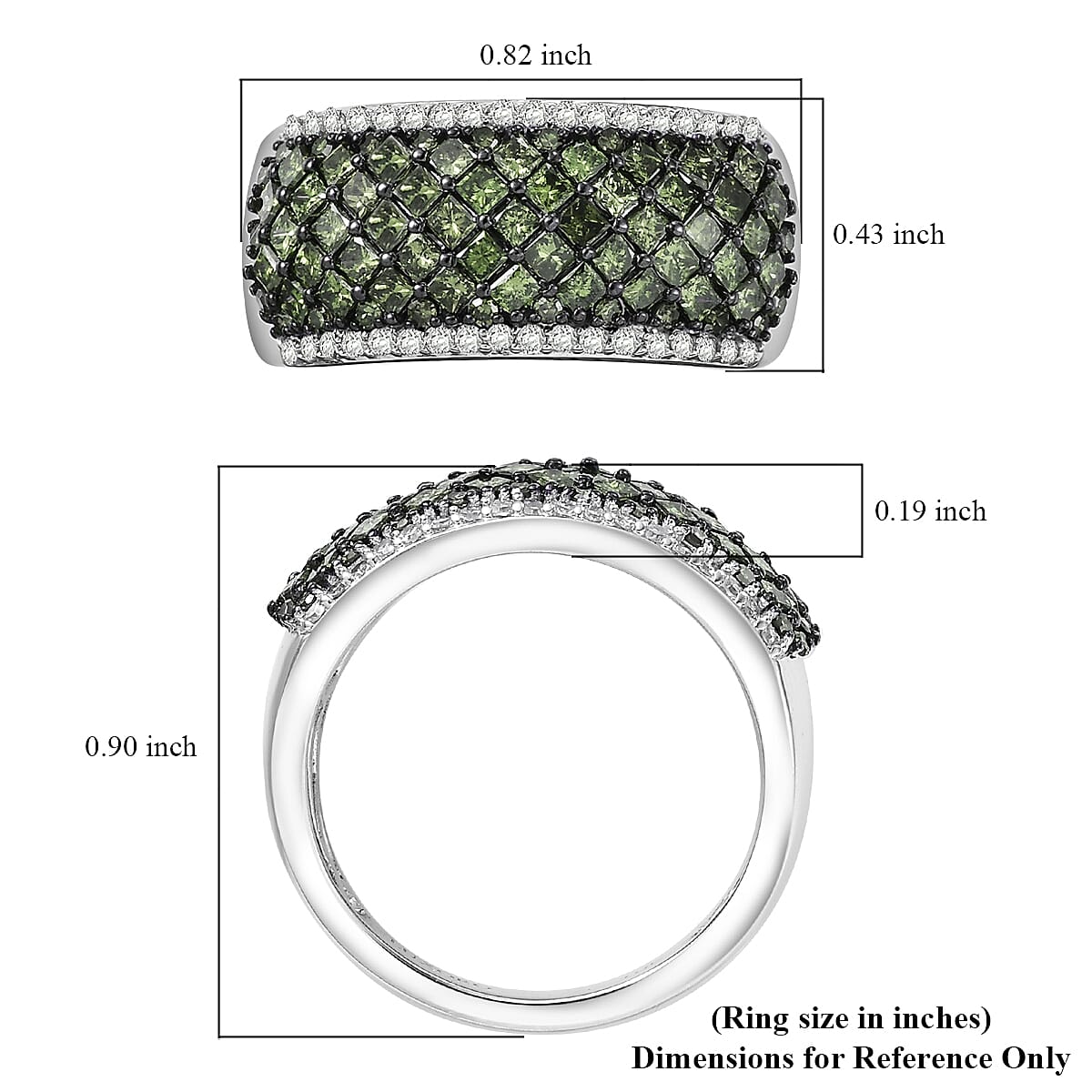 Luxoro Green and Diamond (SI) 1.50 ctw Honeycomb Luxe Ring in 10K White Gold (Size 9.0) image number 5