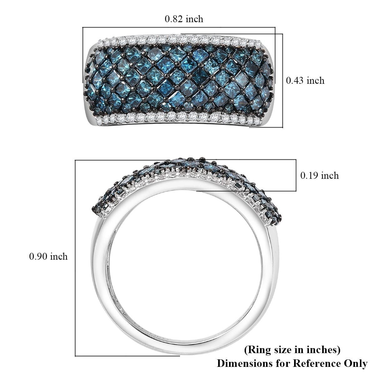 Luxoro 10K White Gold Blue Diamond (IR), Diamond (I2) Honeycomb Luxe Ring (Size 5.5) 1.50 ctw image number 5