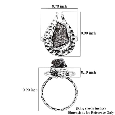 Artisan Crafted Rough Cut Marvelous Meteorite Comet Ring in Black Oxidized Sterling Silver (Size 10.0)