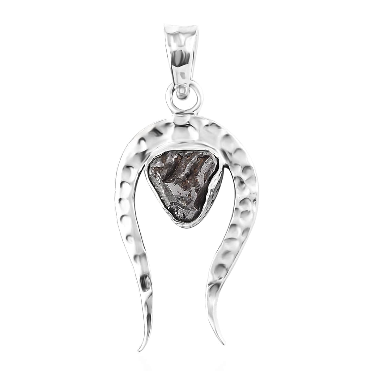 Artisan Crafted Rough Cut Marvelous Meteorite Comet Pendant in Black Oxidized Sterling Silver image number 0