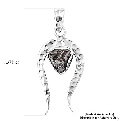 Artisan Crafted Rough Cut Marvelous Meteorite Comet Pendant in Black Oxidized Sterling Silver