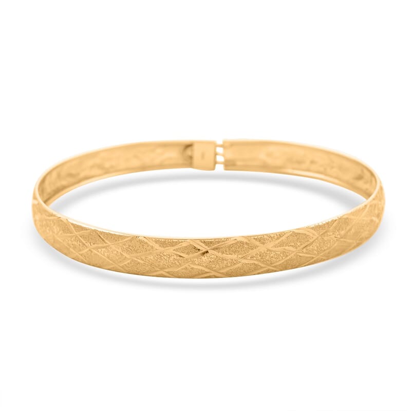 Diamond-cut Bangle Bracelet in 14K Yellow Gold Over Sterling Silver (7.50 In) 5.40 Grams