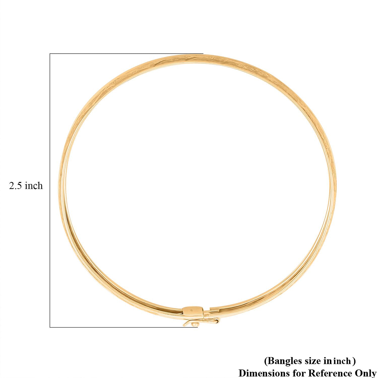 Diamond-cut Bangle Bracelet in 14K Yellow Gold Over Sterling Silver (7.50 In) 5.40 Grams