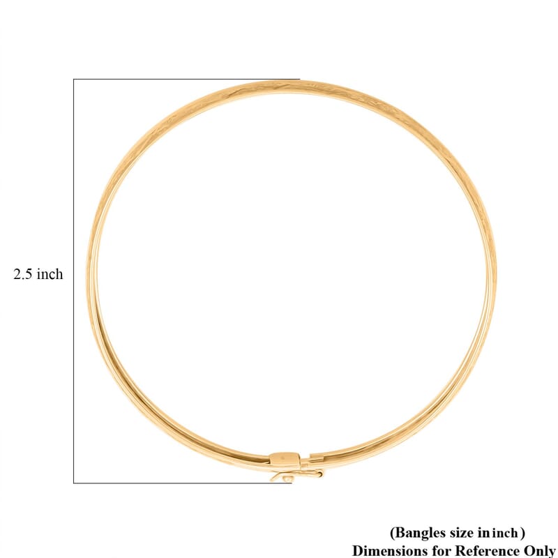 Diamond-cut Bangle Bracelet in 14K Yellow Gold Over Sterling Silver (7.50 In) 5.40 Grams