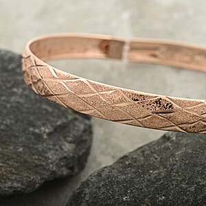 Diamond-cut Bangle Bracelet in 14K Rose Gold Over Sterling Silver (7.50 In) 5.40 Grams