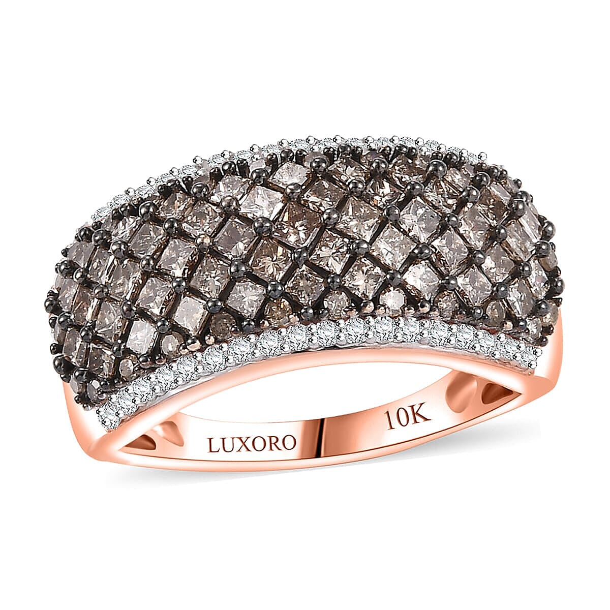 Luxoro 10K Rose Gold Natural Champagne and Diamond (I2) Honeycomb Luxe Ring (Size 10.0) 1.50 ctw image number 0