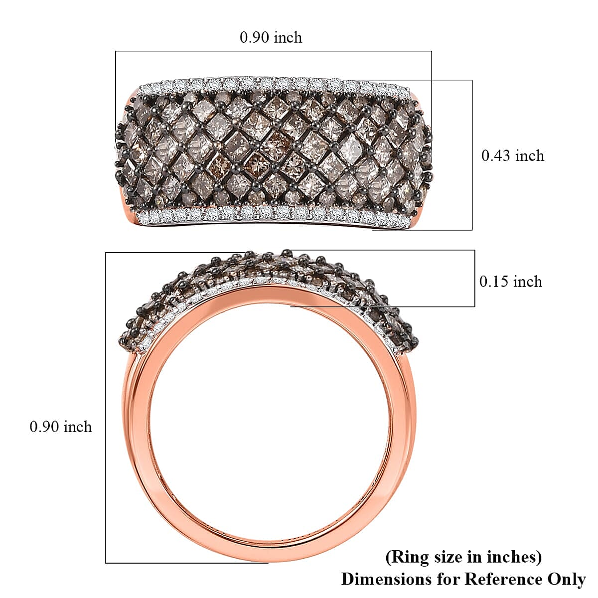 Luxoro 10K Rose Gold Natural Champagne and White Diamond (SI) Honeycomb Luxe Ring (Size 11.0) 1.50 ctw image number 5