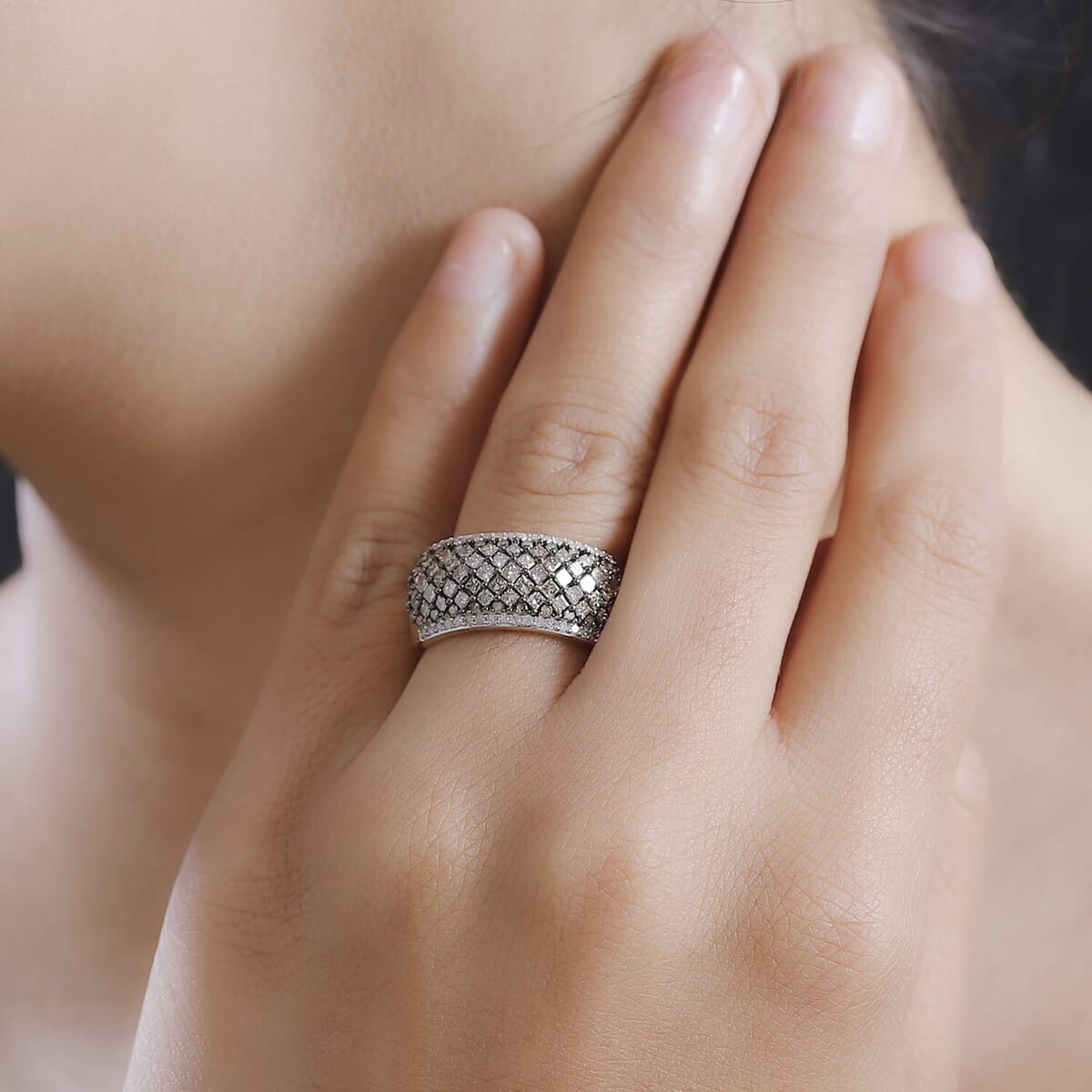 Luxoro 10K Rose Gold Natural Champagne and Diamond (I2) Honeycomb Luxe Ring (Size 5.0) 1.50 ctw image number 2