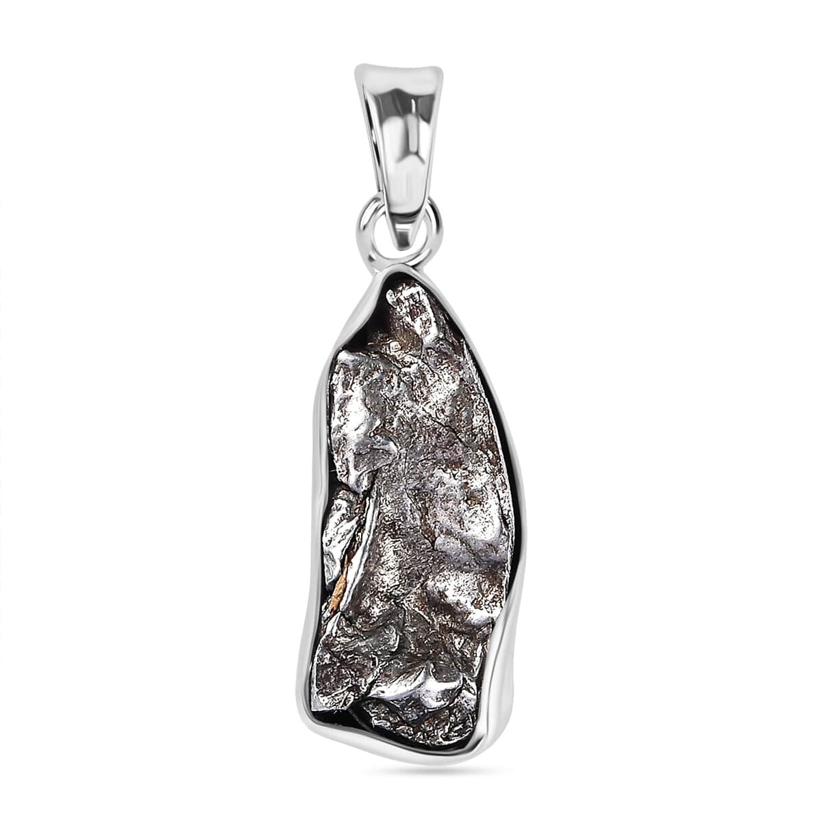 Artisan Crafted Rough Cut Marvelous Meteorite Pendant in Black Oxidized Sterling Silver image number 0