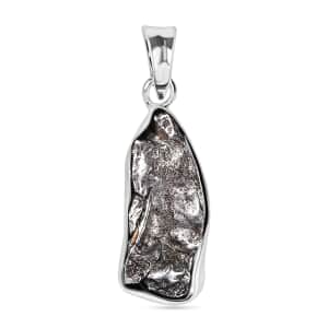 Artisan Crafted Rough Cut Marvelous Meteorite Pendant in Black Oxidized Sterling Silver