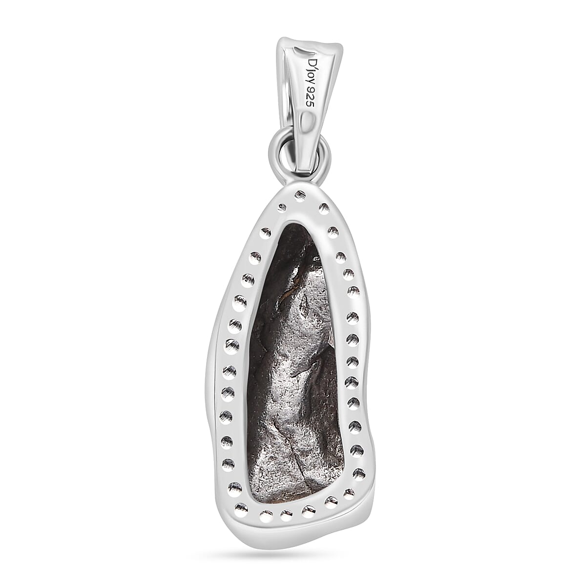 Artisan Crafted Rough Cut Marvelous Meteorite Pendant without Chain in Black Oxidized Sterling Silver