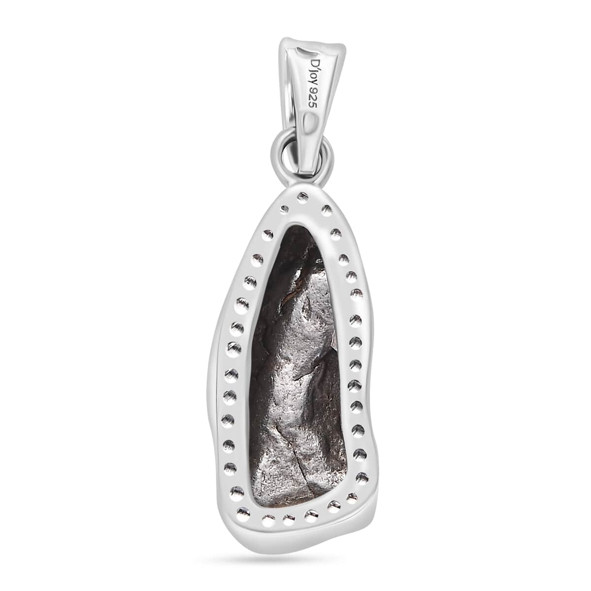 Artisan Crafted Rough Cut Marvelous Meteorite Pendant in Black Oxidized Sterling Silver image number 4