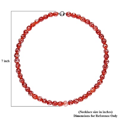 Red Color Murano Style Beaded Necklace 20 Inches in Stainless Steel